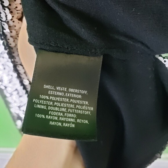 Anthropologie Vanessa Virginia Trendy Silver Sequin Short Sleeve Shirt Size  XS - Picture 9 of 10